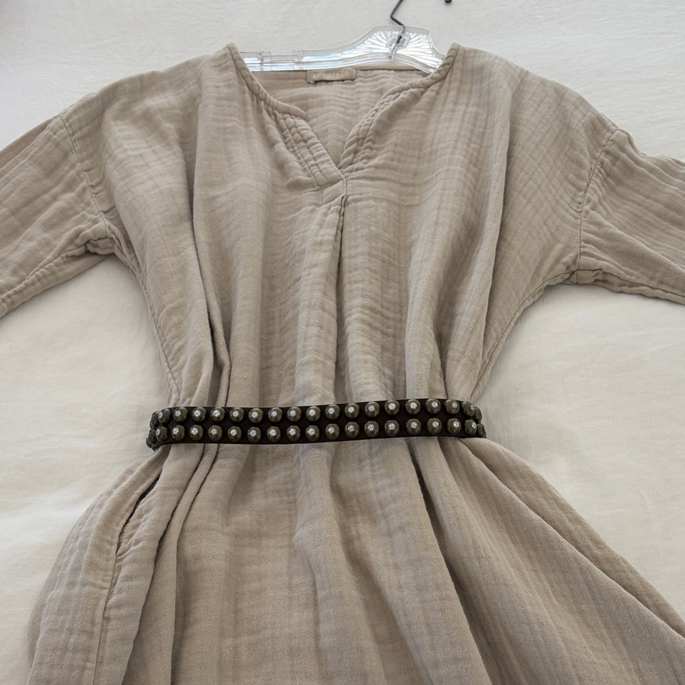 CP Shades khaki colored  double cotton Caftan style dress.  Belt not included